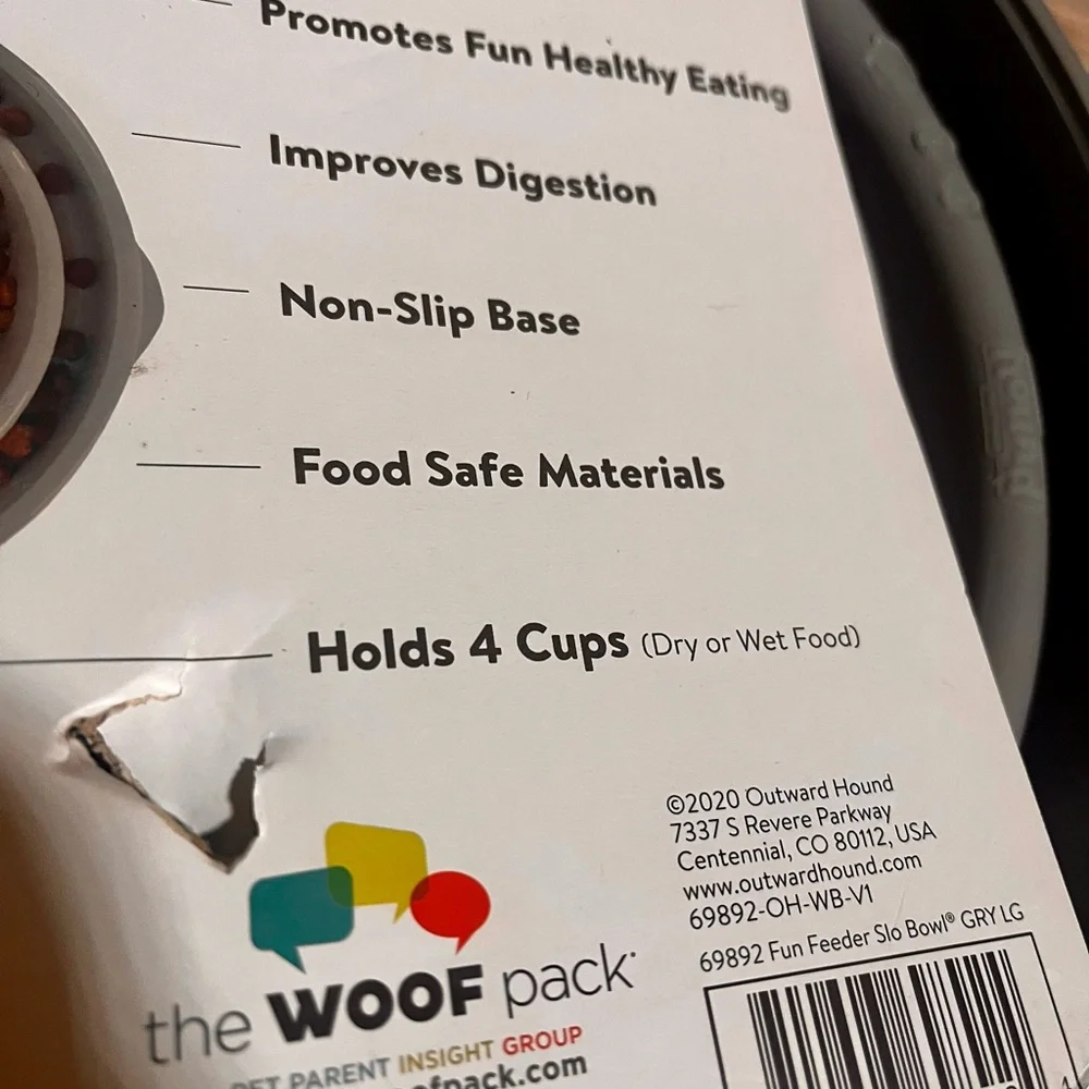 New Outward Hound Gray Fun Feeder Slo Bowl